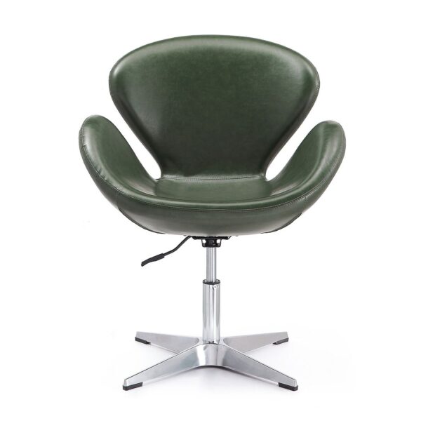 Manhattan Comfort Raspberry Forest Green and Polished Chrome Faux Leather Adjustable Swivel Chair (Set of 2)