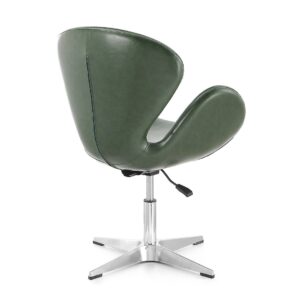 Manhattan Comfort Raspberry Forest Green and Polished Chrome Faux Leather Adjustable Swivel Chair (Set of 2)