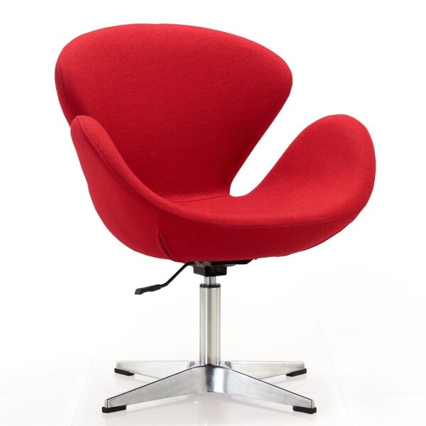 Manhattan Comfort Raspberry Red and Polished Chrome Wool Blend Adjustable Swivel Chair (Set of 2)