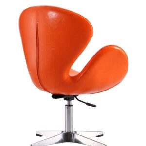 Manhattan Comfort Raspberry Tangerine and Polished Chrome Faux Leather Adjustable Swivel Chair (Set of 2)