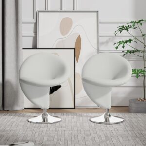 Manhattan Comfort Curl Cream and Polished Chrome Wool Blend Swivel Accent Chair (Set of 2)