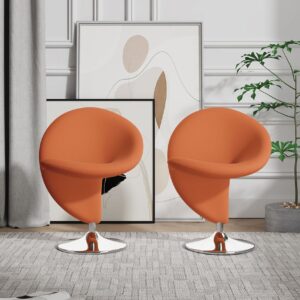 Manhattan Comfort Curl Orange and Polished Chrome Wool Blend Swivel Accent Chair (Set of 2)