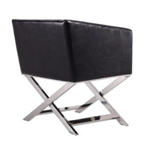 Manhattan Comfort Hollywood Black and Polished Chrome Faux Leather Lounge Accent Chair (Set of 2)