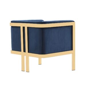 Manhattan Comfort Paramount Royal Blue and Polished Brass Velvet Accent Armchair (Set of 2)