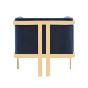 Manhattan Comfort Paramount Royal Blue and Polished Brass Velvet Accent Armchair (Set of 2)