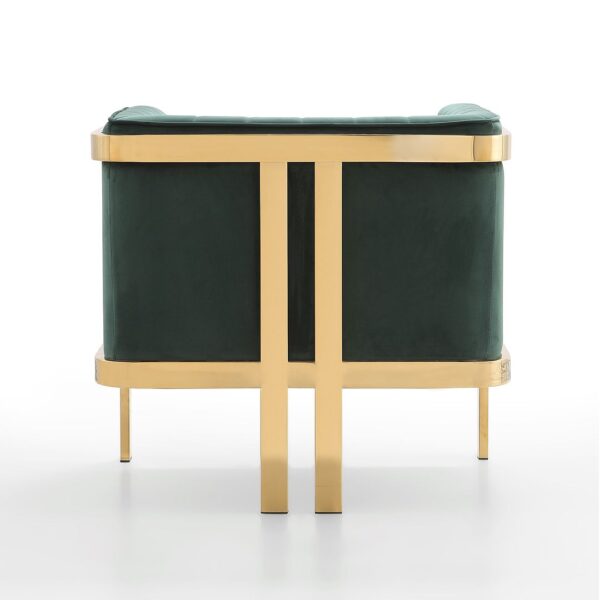 Manhattan Comfort Paramount Forest Green and Polished Brass Velvet Accent Armchair (Set of 2)