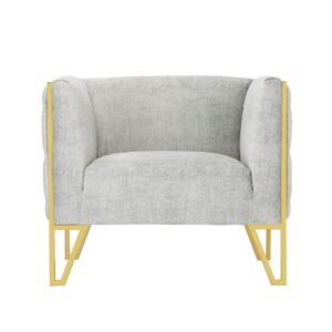 Manhattan Comfort Vector Grey and Gold Velvet Accent Chair (Set of 2)