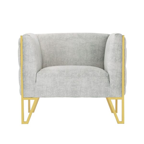 Manhattan Comfort Vector Grey and Gold Velvet Accent Chair (Set of 2)