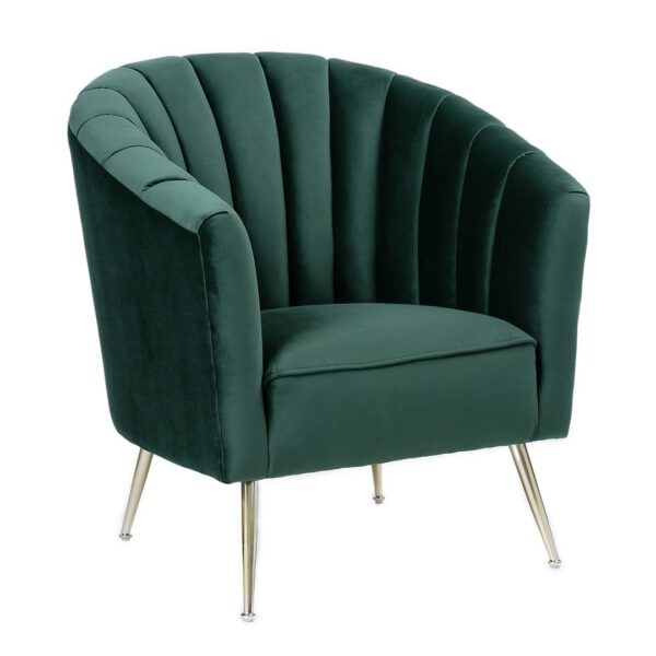 Manhattan Comfort Rosemont Green and Gold Velvet Accent Chair (Set of 2)