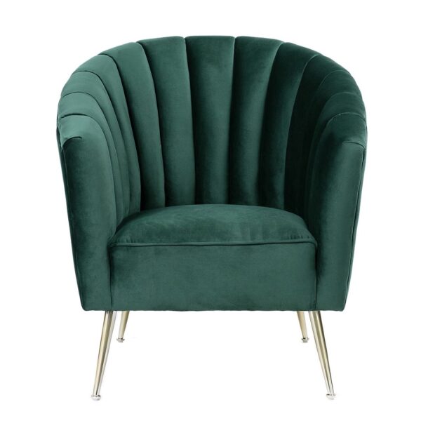 Manhattan Comfort Rosemont Green and Gold Velvet Accent Chair (Set of 2)