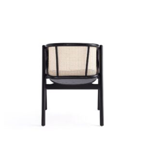 Manhattan Comfort Versailles Armchair in Black and Natural Cane - Set of 2