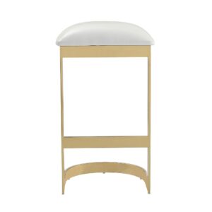 Manhattan Comfort Aura 28.54 in. White and Polished Brass Stainless Steel Bar Stool (Set of 2)