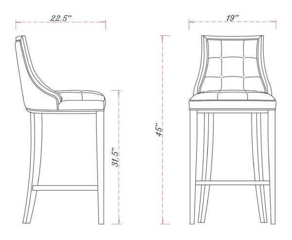 Manhattan Comfort Fifth Avenue 45 in. Bronze and Walnut Beech Wood Bar Stool (Set of 2)