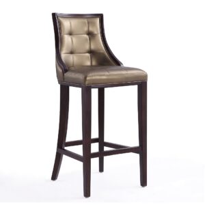 Manhattan Comfort Fifth Avenue 45 in. Bronze and Walnut Beech Wood Bar Stool (Set of 2)