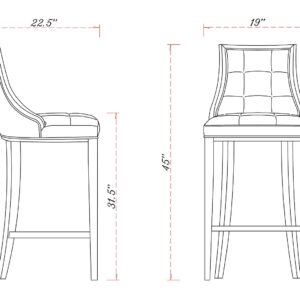 Manhattan Comfort Fifth Avenue 45 in. Cream and Walnut Beech Wood Bar Stool (Set of 2)