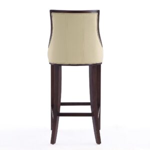 Manhattan Comfort Fifth Avenue 45 in. Cream and Walnut Beech Wood Bar Stool (Set of 2)