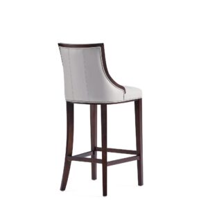 Manhattan Comfort Fifth Avenue Faux Leather Barstool in Light Grey (Set of 2)