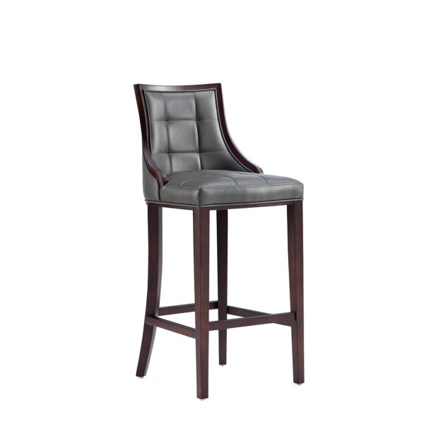 Manhattan Comfort Fifth Avenue Faux Leather Barstool in Pebble Grey (Set of 2)