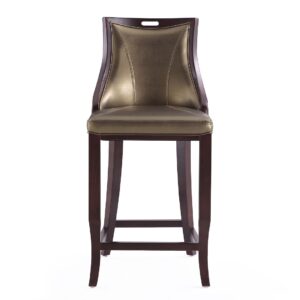 Manhattan Comfort Emperor 41 in. Bronze and Walnut Beech Wood Bar Stool (Set of 2)