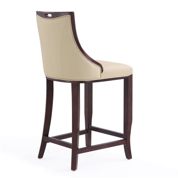 Manhattan Comfort Emperor 41 in. Cream and Walnut Beech Wood Bar Stool (Set of 2)