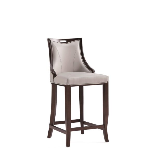 Manhattan Comfort Emperor Faux Leather Barstool in Light Grey (Set of 2)