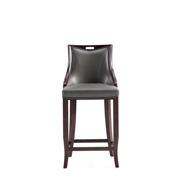 Manhattan Comfort Emperor Faux Leather Barstool in Pebble Grey (Set of 2)