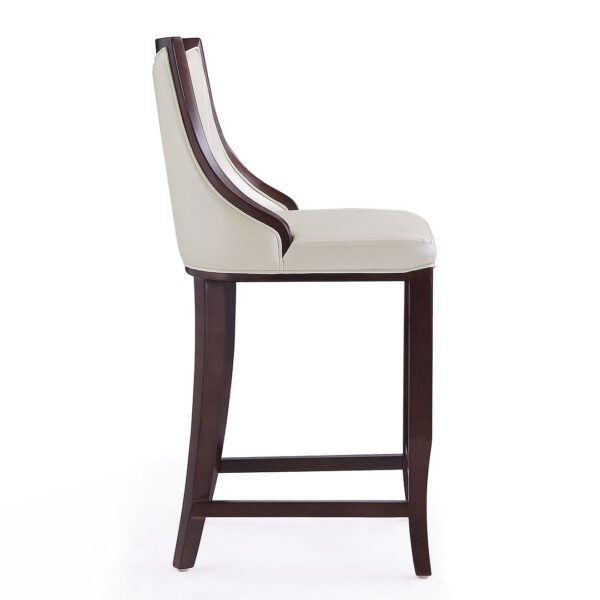 Manhattan Comfort Emperor 41 in. Pearl White and Walnut Beech Wood Bar Stool (Set of 2)