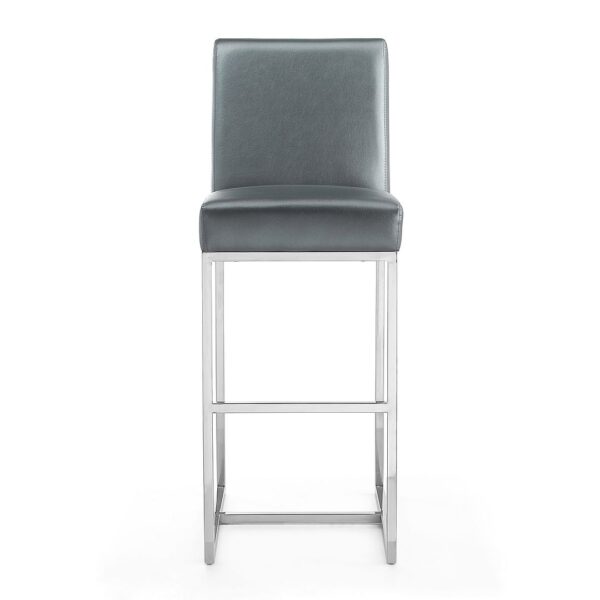 Manhattan Comfort Element 42.13 in. Graphite and Polished Chrome Stainless Steel Bar Stool (Set of 2)