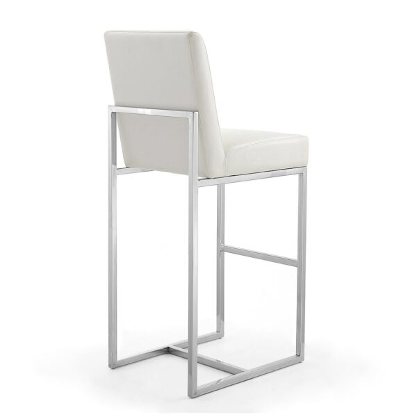 Manhattan Comfort Element 42.13 in. Pearl White and Polished Chrome Stainless Steel Bar Stool (Set of 2)