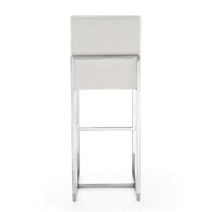 Manhattan Comfort Element 42.13 in. Pearl White and Polished Chrome Stainless Steel Bar Stool (Set of 2)