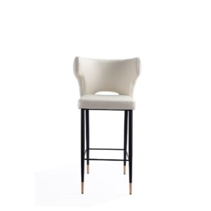 Manhattan Comfort Holguin 41.34 in. Cream, Black and Gold Wooden Barstool (Set of 2)