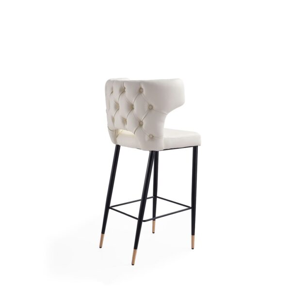 Manhattan Comfort Holguin 41.34 in. Cream, Black and Gold Wooden Barstool (Set of 2)