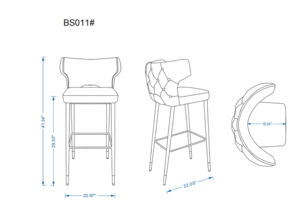 Manhattan Comfort Holguin 41.34 in. Grey, Black and Gold Wooden Barstool (Set of 2)