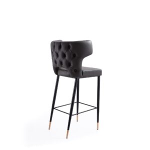 Manhattan Comfort Holguin 41.34 in. Grey, Black and Gold Wooden Barstool (Set of 2)