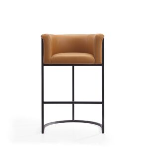 Manhattan Comfort Cosmopolitan 37.8 in. Camel and Black Metal Barstool (Set of 2)