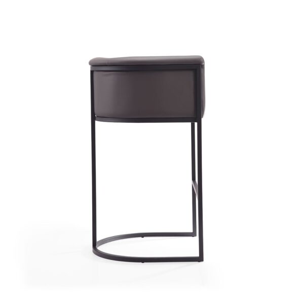 Manhattan Comfort Cosmopolitan 37.8 in. Pebble and Black Metal Barstool (Set of 2)