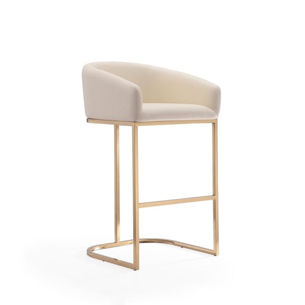 Manhattan Comfort Louvre 40 in. Cream and Titanium Gold Stainless Steel Barstool (Set of 2)