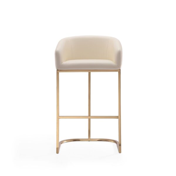 Manhattan Comfort Louvre 40 in. Cream and Titanium Gold Stainless Steel Barstool (Set of 2)