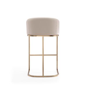 Manhattan Comfort Louvre 40 in. Cream and Titanium Gold Stainless Steel Barstool (Set of 2)