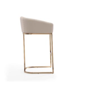 Manhattan Comfort Louvre 40 in. Cream and Titanium Gold Stainless Steel Barstool (Set of 2)