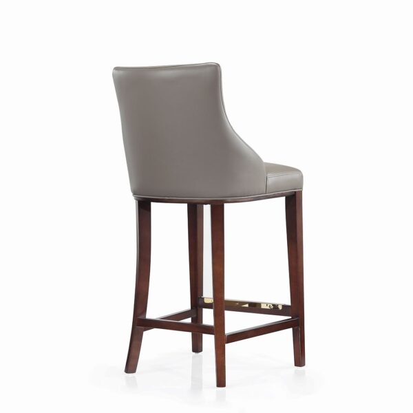 Manhattan Comfort Modern Shubert Barstool Upholstered in Dark Taupe Leatherette with Beech Wood Legs - Set of 2