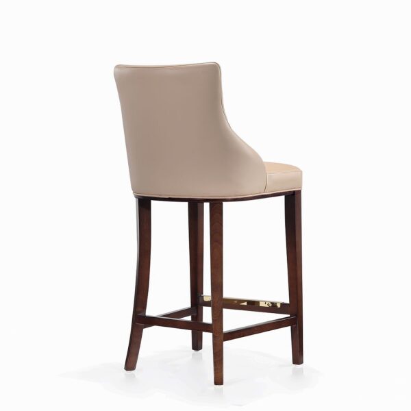 Manhattan Comfort Modern Shubert Barstool Upholstered in Tan Leatherette with Beech Wood Legs - Set of 2