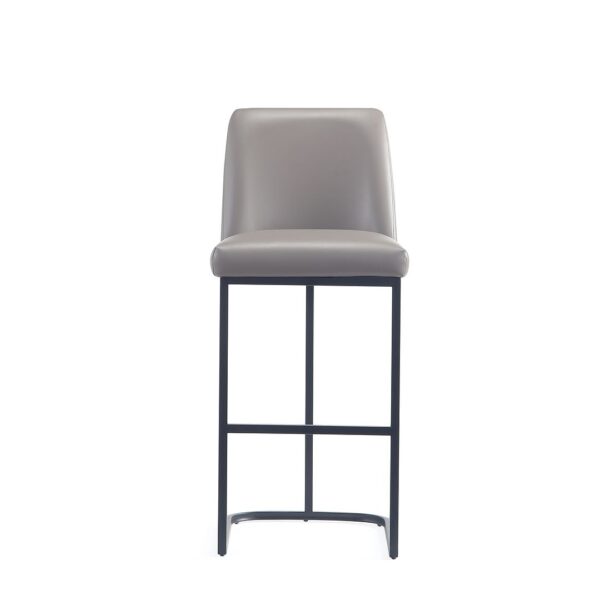 Manhattan Comfort Serena Modern Leatherette Upholstered Barstool in Grey - Set of 2