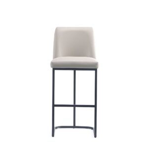 Manhattan Comfort Serena Modern Leatherette Upholstered Barstool in Light Grey - Set of 2