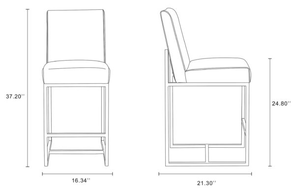 Manhattan Comfort Element 37.2 in. Pearl White and Polished Chrome Stainless Steel Counter Height Bar Stool (Set of 2)