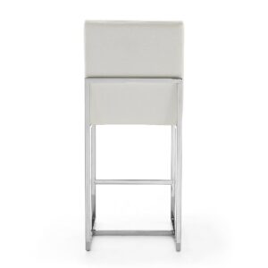 Manhattan Comfort Element 37.2 in. Pearl White and Polished Chrome Stainless Steel Counter Height Bar Stool (Set of 2)