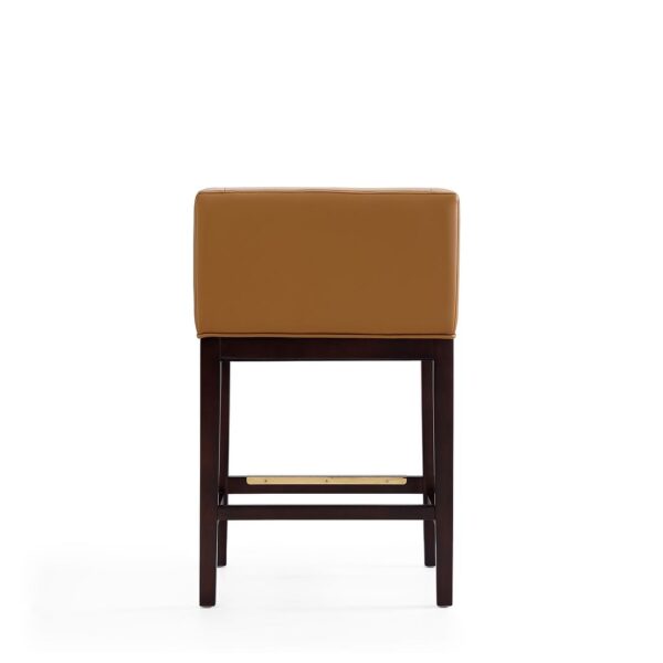 Manhattan Comfort Kingsley 34 in. Camel and Dark Walnut Beech Wood Counter Height Bar Stool (Set of 2)