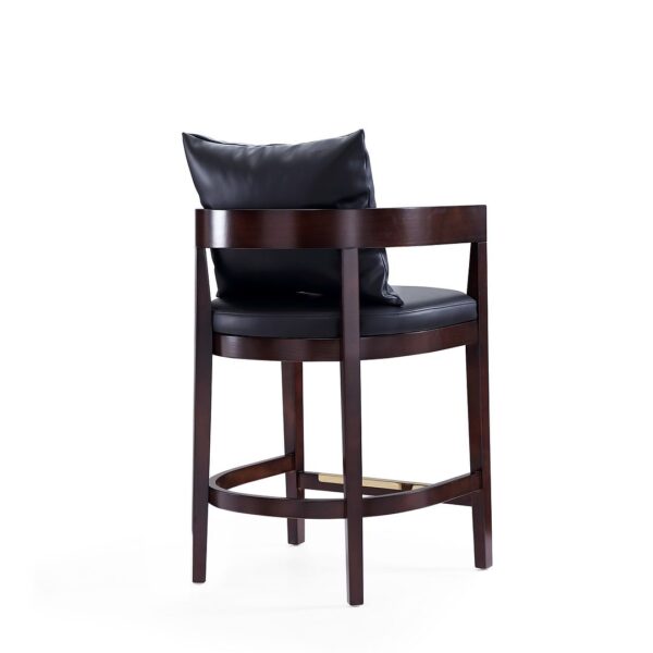 Manhattan Comfort Ritz 34 in. Black and Dark Walnut Beech Wood Counter Height Bar Stool (Set of 2)