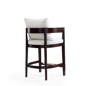 Manhattan Comfort Ritz 34 in. Ivory and Dark Walnut Beech Wood Counter Height Bar Stool (Set of 2)