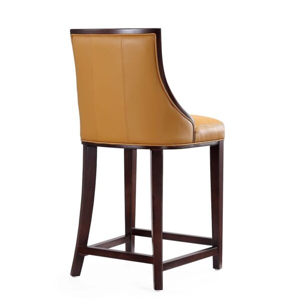 Manhattan Comfort Fifth Ave 39.5 in. Camel and Dark Walnut Beech Wood Counter Height Bar Stool (Set of 2)